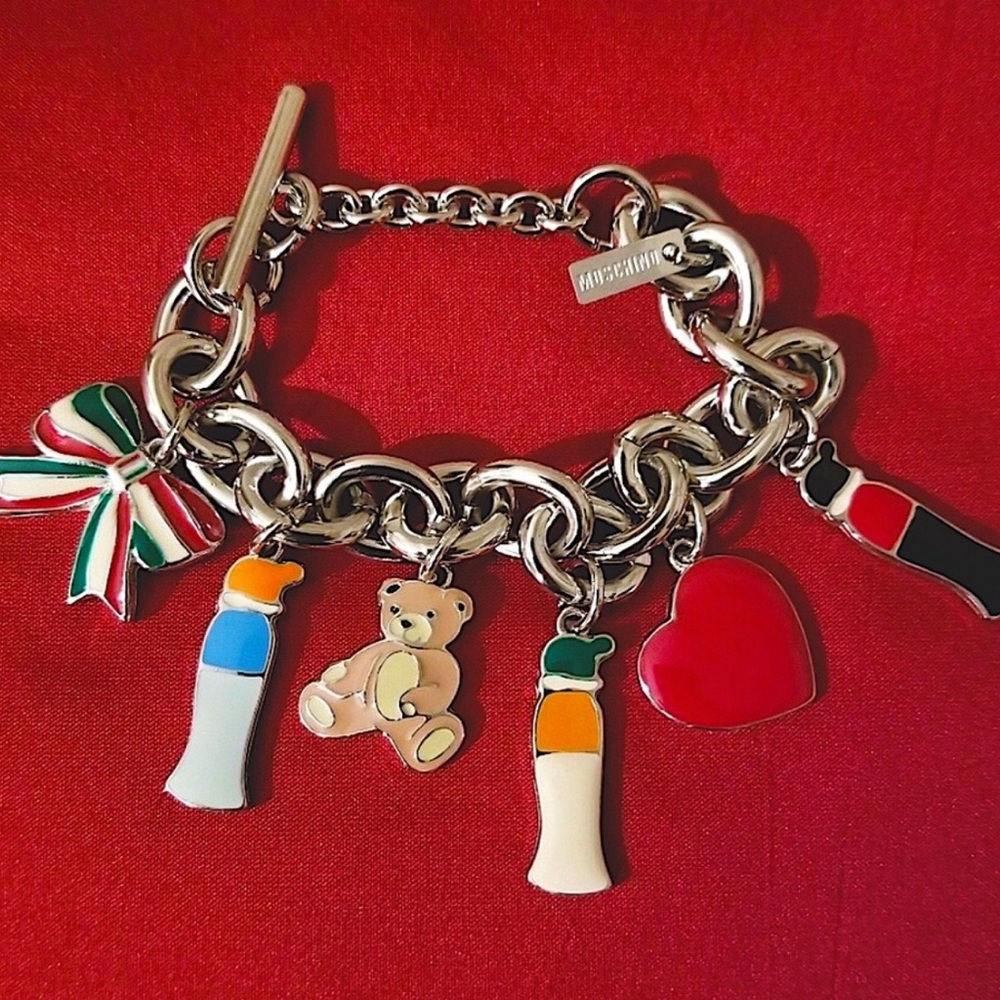 MOSCHINO Charming Silver Women's Bracelet with Colorful Charms